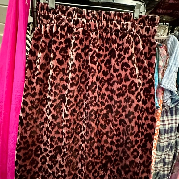 J. Crew Plush Rose Velvet Leopard Cat Print 🐆 Skirt Pull-On NWT Pink Kitty Cat L - Picture 10 of 12